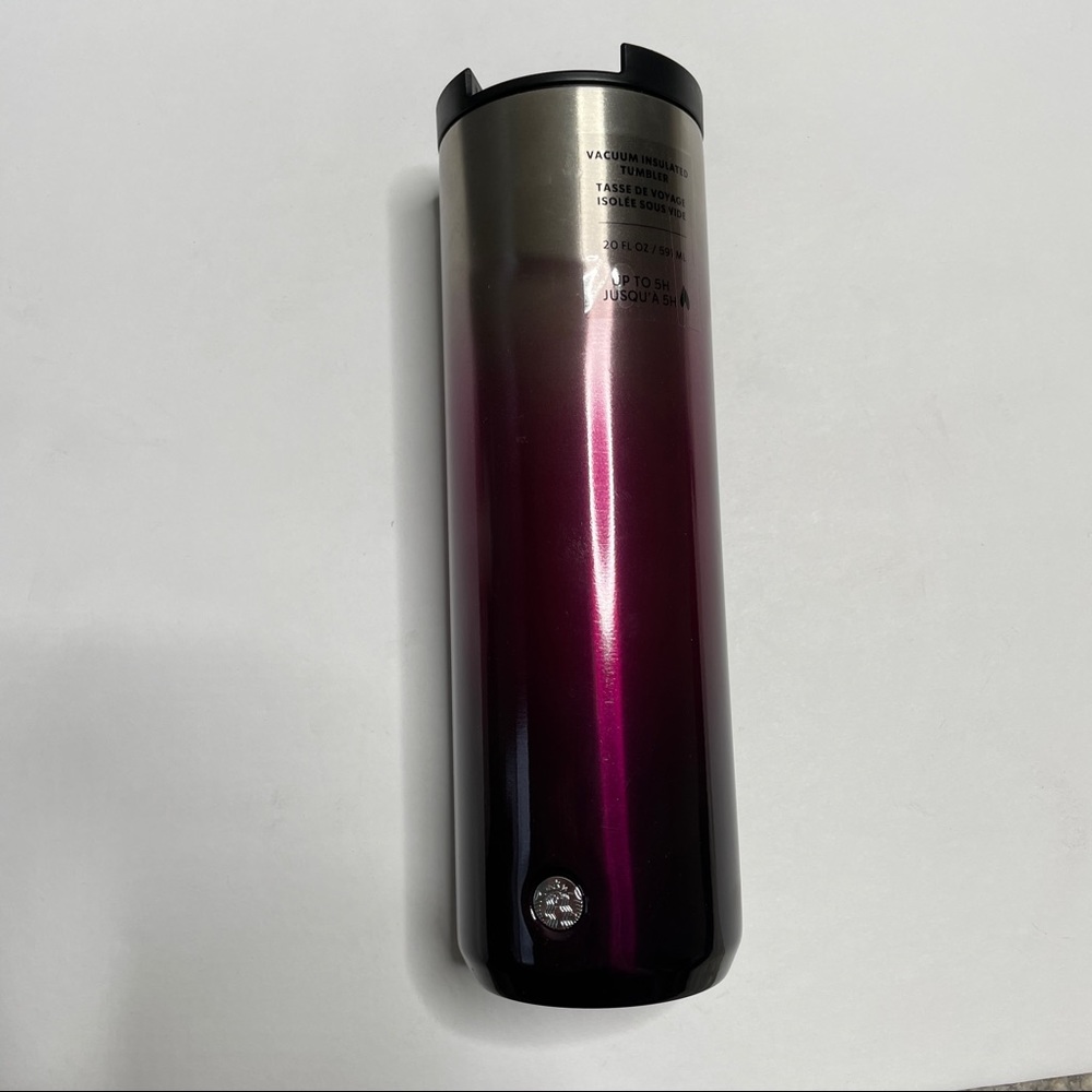 Starbucks Ombre Maroon Red Silver Coffee Tumbler Cup 20 Oz.